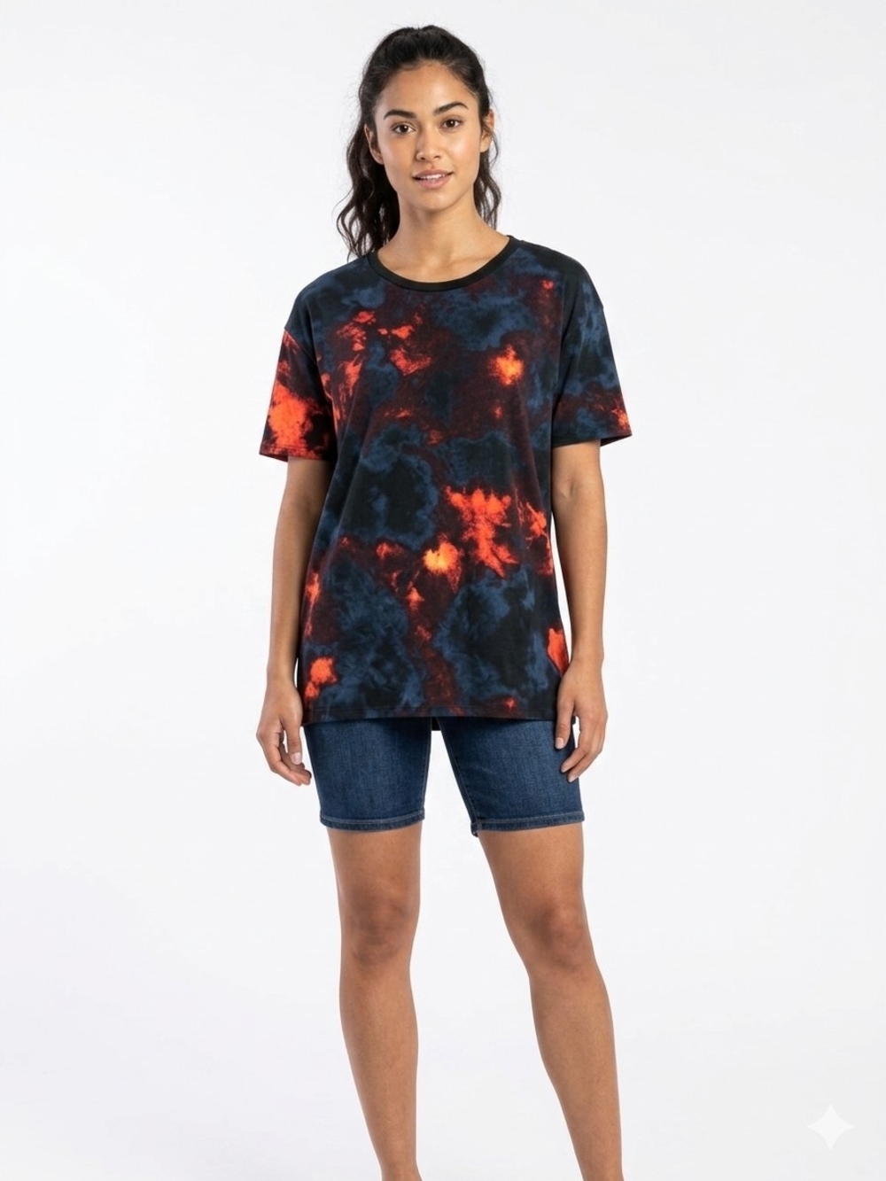 Women's Tie-Dye Short Sleeve Tee - Black & Orange Up To Soze XXXL